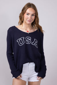 Miracle USA Lightweight USA Sweater for Women in Navy