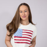 American Flag Sweater for Women in Off White