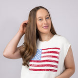 American Flag Sweater for Women in Off White