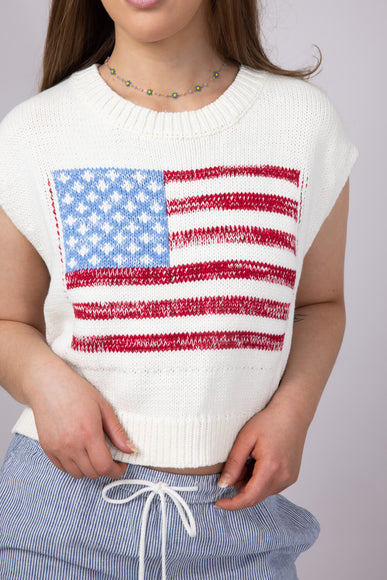 American Flag Sweater for Women in Off White