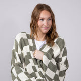 Checker Cardigan for Women in White Olive