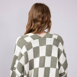 Checker Cardigan for Women in White Olive