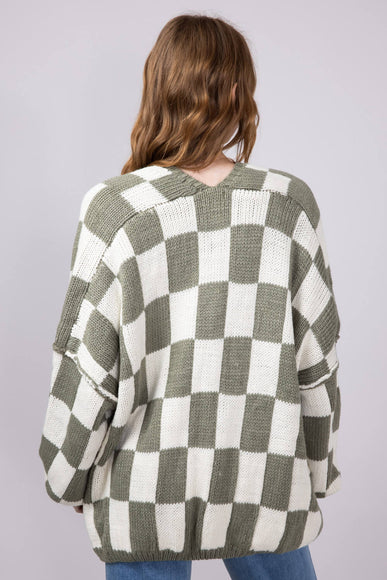 Checker Cardigan for Women in White Olive