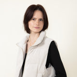Corduroy Puffer Vest for Women in Sand