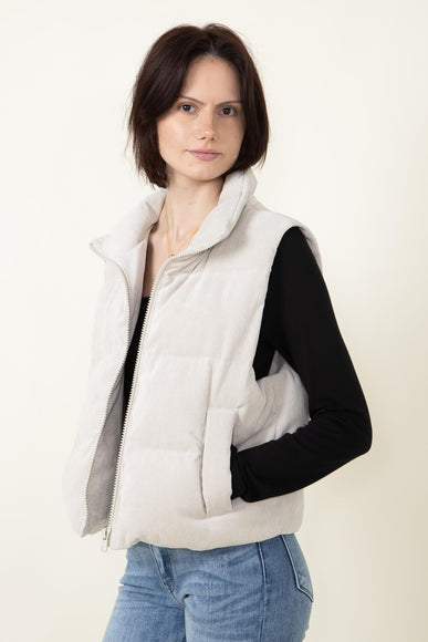 Corduroy Puffer Vest for Women in Sand