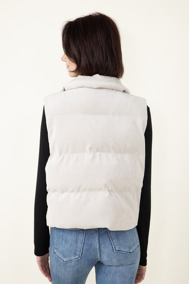 Corduroy Puffer Vest for Women in Sand