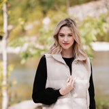 Corduroy Puffer Vest for Women in Sand