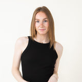 Fitted Ribbed Tank Top for Women in Black