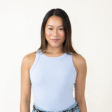 Fitted Ribbed Tank Top for Women in Blue