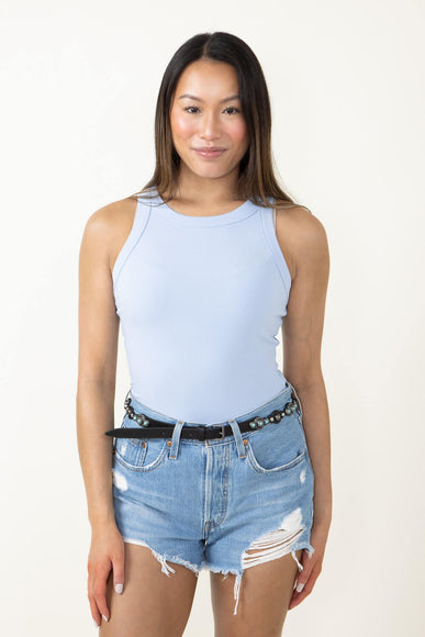 Fitted Ribbed Tank Top for Women in Blue