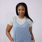 Washed Denim Pocket Dress for Women