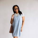Washed Denim Pocket Dress for Women
