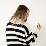 Striped Turtleneck Sweater for Women in Black/White