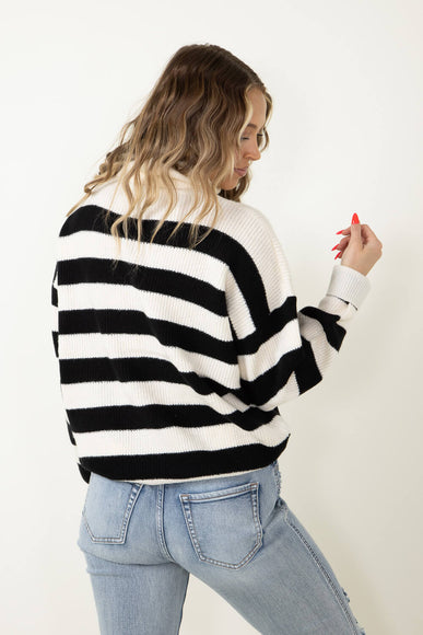 Striped Turtleneck Sweater for Women in Black/White