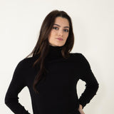 Basic Turtleneck Long Sleeve Top for Women in Black