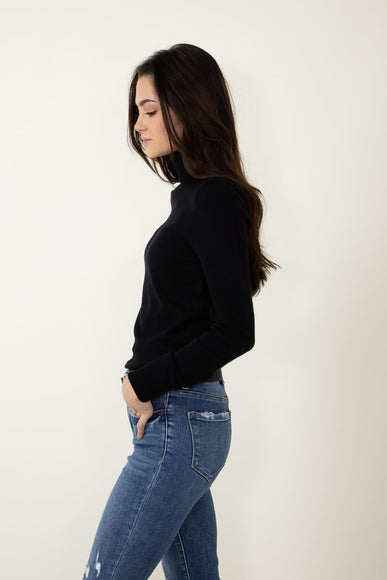 Basic Turtleneck Long Sleeve Top for Women in Black