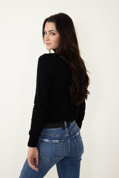 Basic Turtleneck Long Sleeve Top for Women in Black