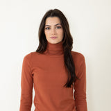 Basic Turtleneck Long Sleeve Top for Women in Clay
