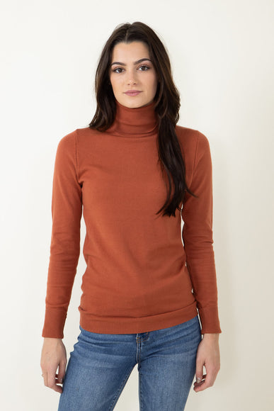 Basic Turtleneck Long Sleeve Top for Women in Clay