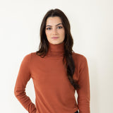 Basic Turtleneck Long Sleeve Top for Women in Clay