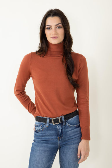 Basic Turtleneck Long Sleeve Top for Women in Clay