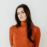 Basic Turtleneck Long Sleeve Top for Women in Clay