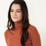 Basic Turtleneck Long Sleeve Top for Women in Clay