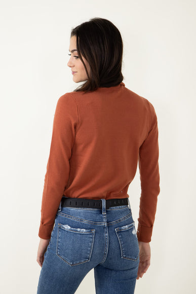 Basic Turtleneck Long Sleeve Top for Women in Clay