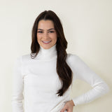 Basic Turtleneck Long Sleeve Top for Women in White