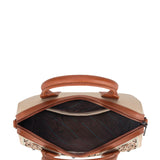 Tooled Barrel Satchel Crossbody Bag for Women in Tan