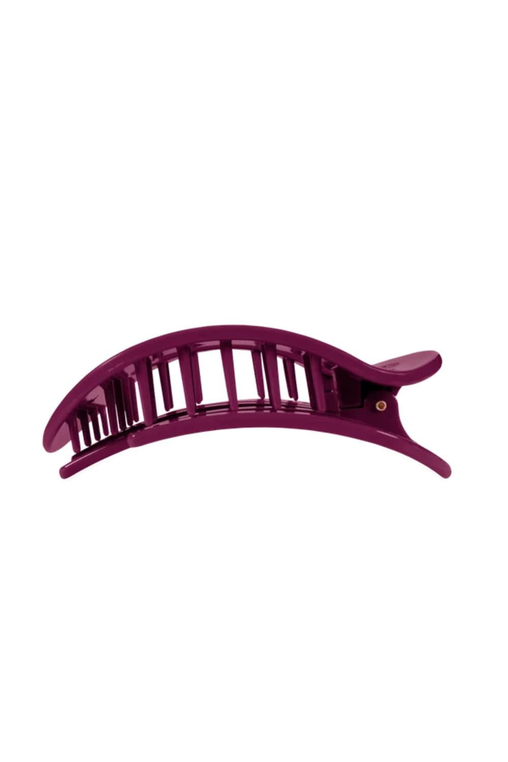 A single dark purple plastic hair claw clip shown against a plain white background.