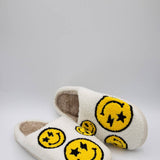 Multi Smiley Face Slippers for Women in White