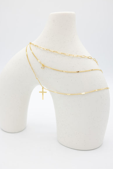 Triple Cross Chain Necklaces in Gold