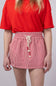 Mustard Seed Drawstring Striped Skort for Women in Red