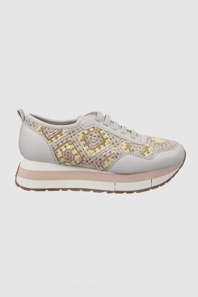 Naked Feet Kinetic Knit Patchwork Sneakers for Women in Cream