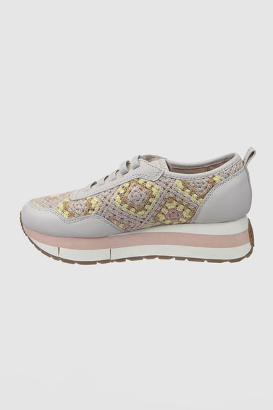 Naked Feet Kinetic Knit Patchwork Sneakers for Women in Cream