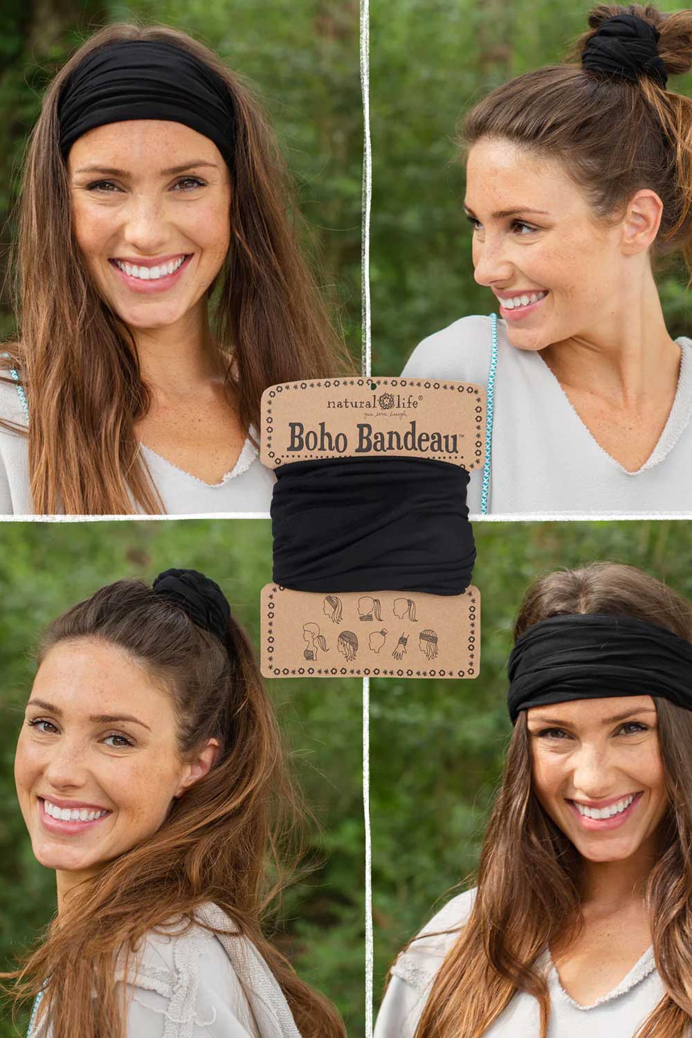 Natural Life Full Boho Bandeau Headband in Black