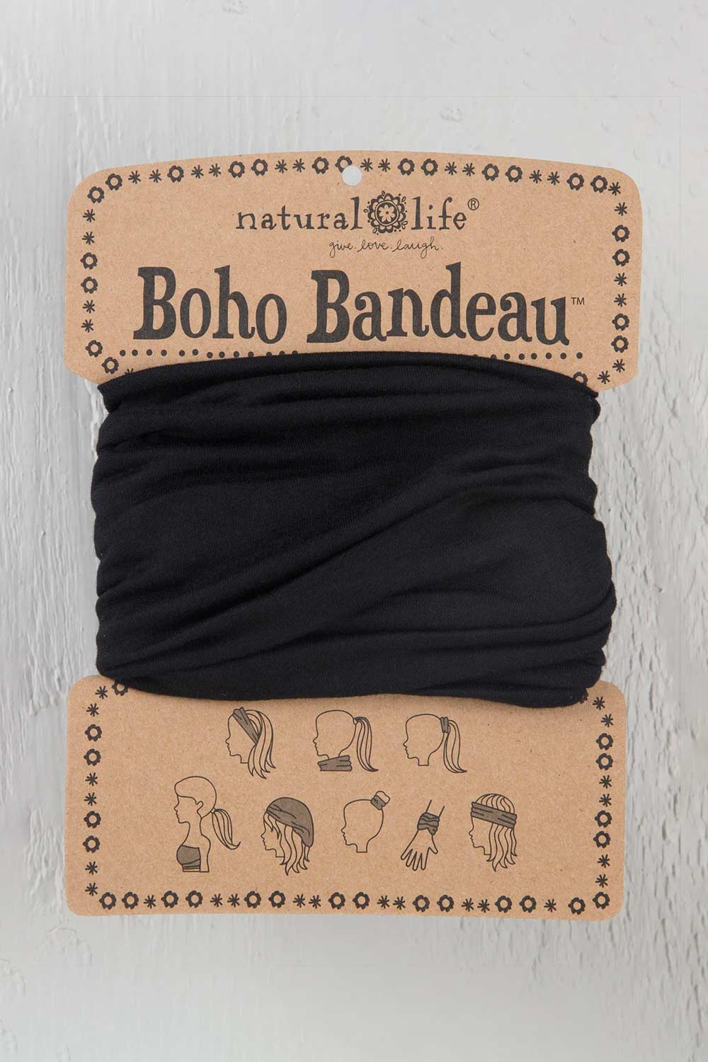 Natural Life Full Boho Bandeau Headband in Black