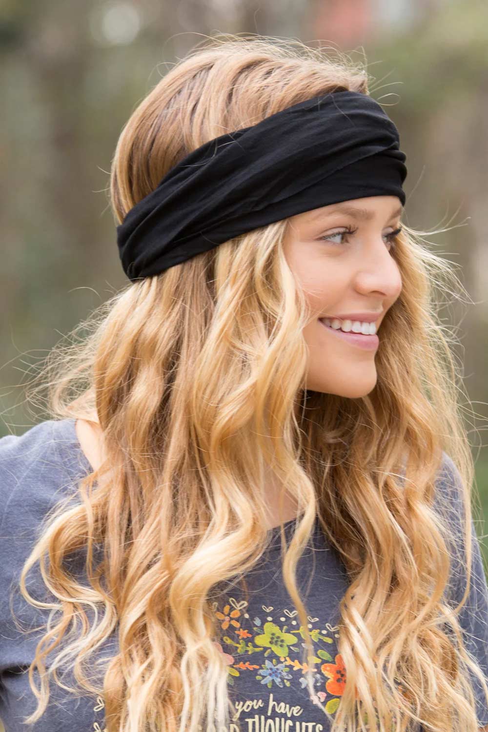 Natural Life Full Boho Bandeau Headband in Black