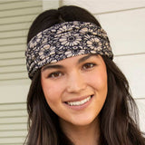 Natural Life Full Boho Bandeau Headband in Black/White Daisies