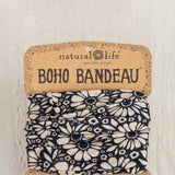 Natural Life Full Boho Bandeau Headband in Black/White Daisies