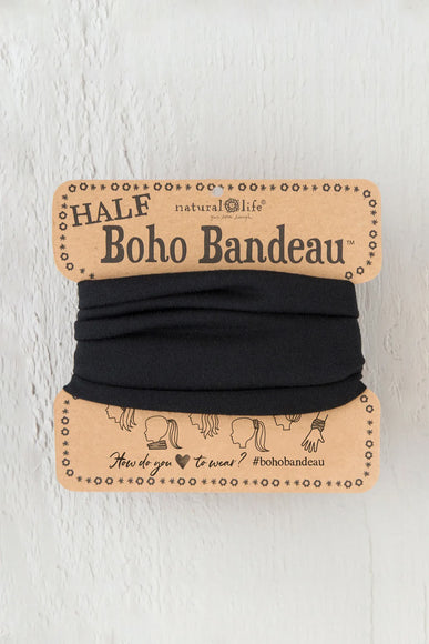 Natural Life Half Boho Bandeau Headband in Black