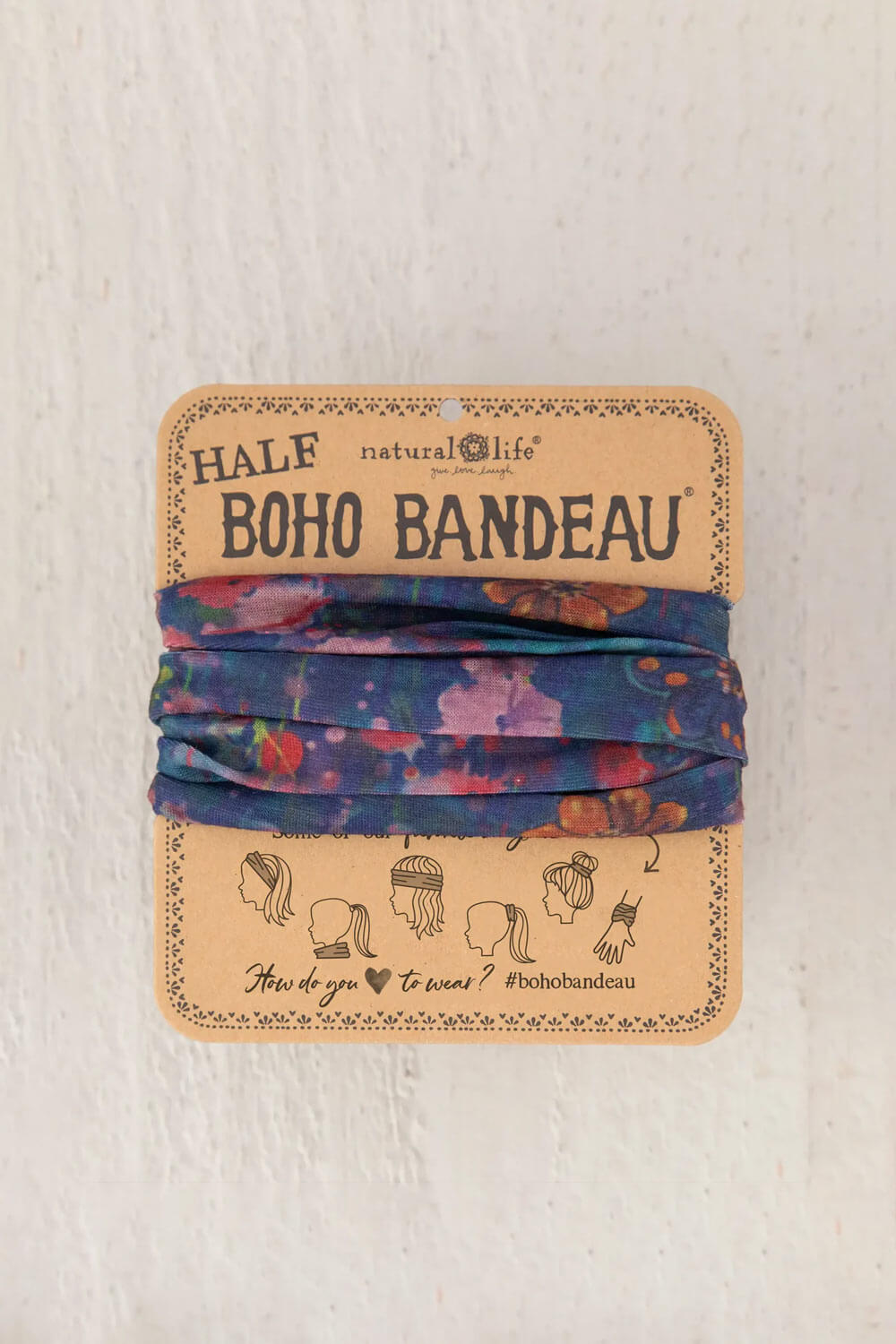 Natural Life Half Boho Bandeau Headband in Water Color Floral