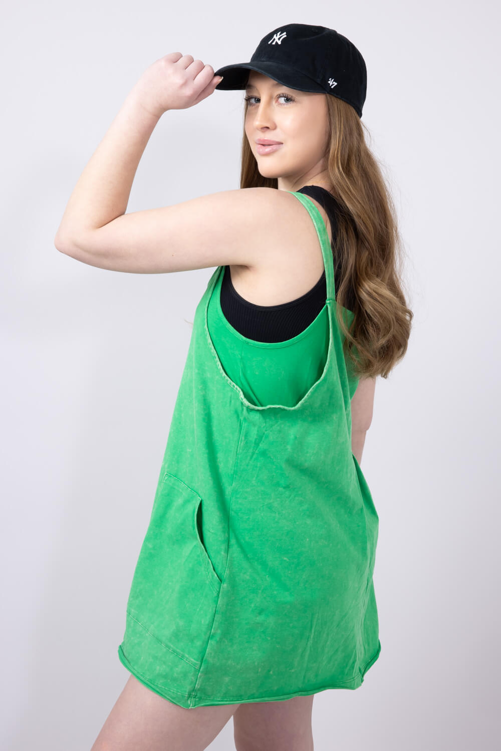 Knit Mini Dress with Shorts for Women in Green