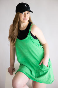 Knit Mini Dress with Shorts for Women in Green