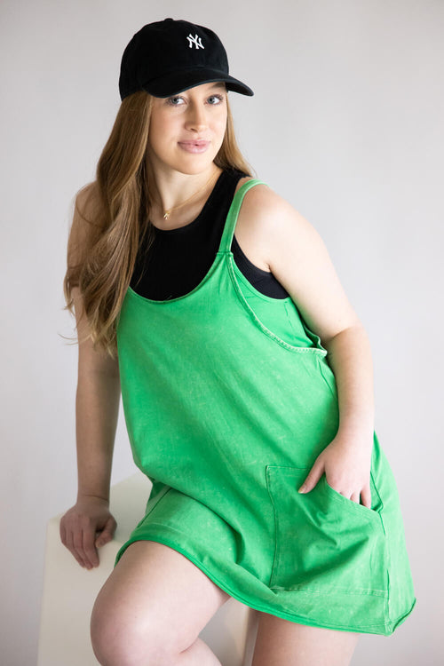 women dress shorts Knit Mini Dress with Shorts for Women in Green at Glik's , M