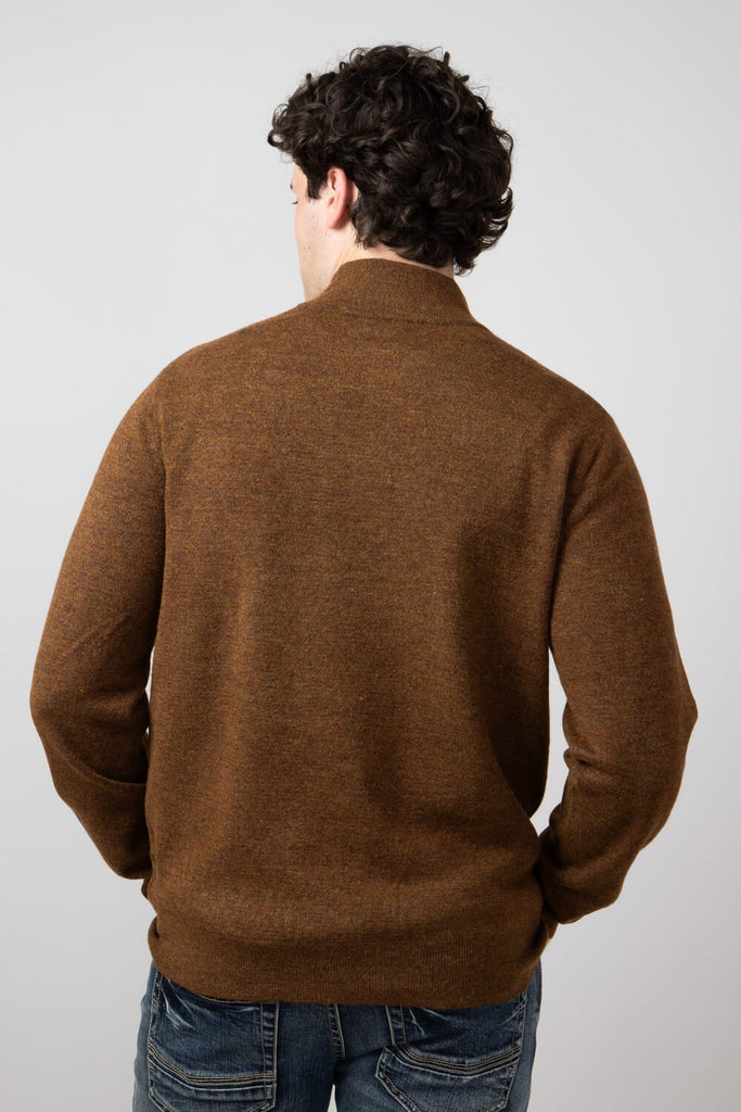 North River 4 Button Mock Neck Twisted Yarn Sweater for Men in Tobacco Glik s