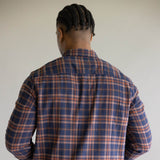 North River Brushed Plaid Button Up Shirt for Men in Navy Blue