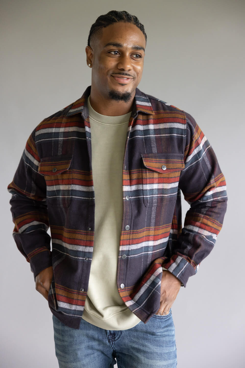 North River Heavyweight Twill Plaid Shirt for Men in Multi