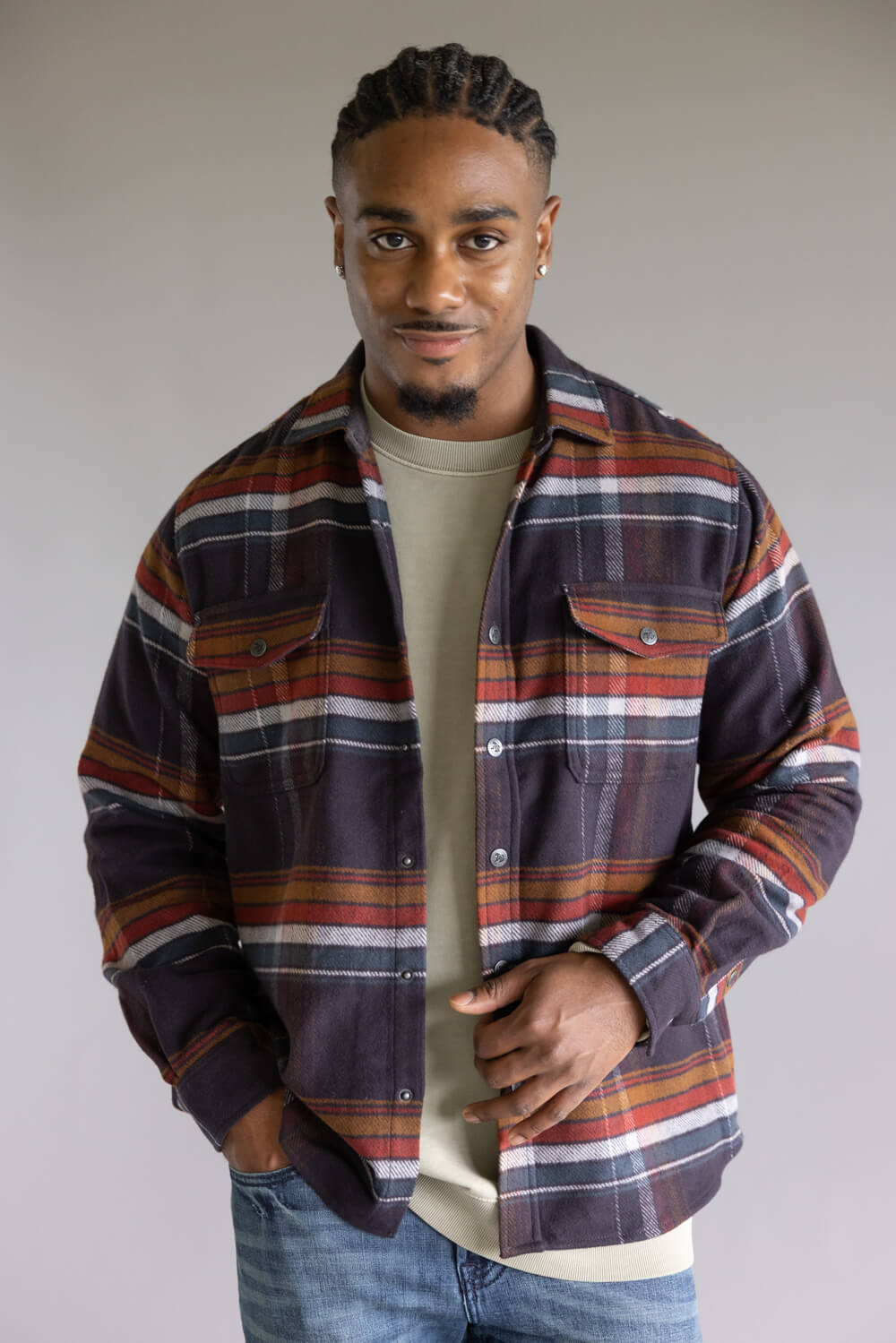 North River Heavyweight Twill Plaid Shirt for Men in Multi